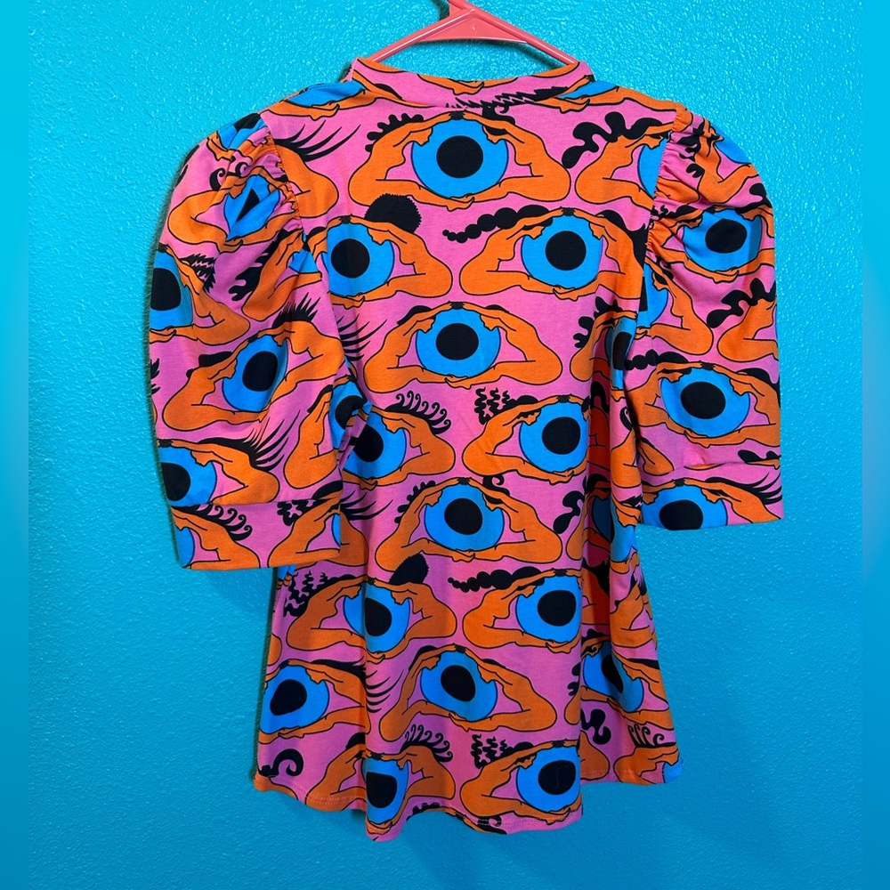 Nooworks Pink Orange Blue Eye-Print Short Sleeve Tee - Picture 3 of 5